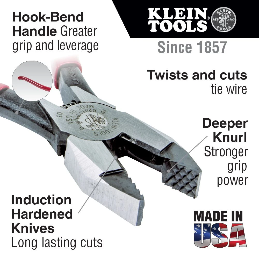 Klein D201-7CSTA Aggressive Knurl 9" Ironworker's Pliers - Image 3